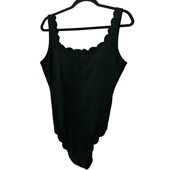 J. Crew Womens Black Scallop Piqué Scoopback One-piece Swim Size 8 - Picture 3 of 8